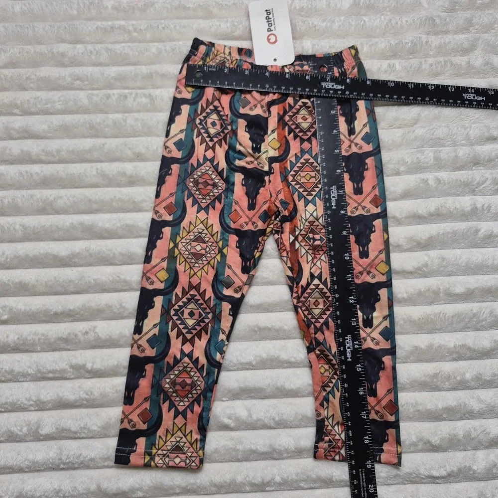 PatPat Toddler Girls Western Outfit Set White Top Bull Skull Leggings 12-18M